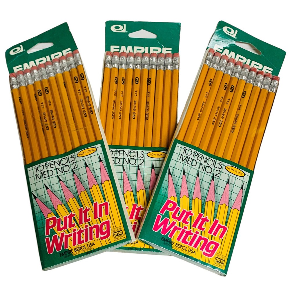 Vintage Empire No.2 Pencils Lot of 3 Packs of 10 Made in USA NEW NOS Sealed